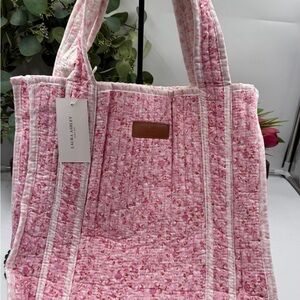 Laura Ashley Quilted Floral Bow Tote Cottagecore Vintage Style Bag